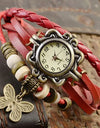 Women's Casual Vintage Multilayer Butterfly Faux Leather Bracelet Wrist Watch Ladies Female Clock Montre Femme Relogios 2017 Hot