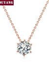 Simple Six Claw CZ Rose Gold Nickel Free Pendant Necklace