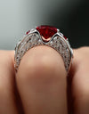 Crystal Red Heart Silver Ring