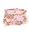 Fashion 4Pcs/set Boho Multilayer Natural Stone Crystal Beaded Bracelets Women Braclet Bangle Set