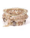 Fashion 4Pcs/set Boho Multilayer Natural Stone Crystal Beaded Bracelets Women Braclet Bangle Set