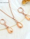 S&Z New Cute 585 Rose Gold Water Drop Colourful Glass Dangle Earrings Jewelry Set Korean For Women Fashion Party Jewelry Gift