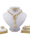 Liffly Luxury Dubai Gold Jewelry Sets for Women Necklace Bracelet Earrings Ring African Wedding Bridal Jewelry Set