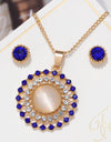 Exquisite Gold Color Bridal Jewelry Sets Bling Austrian Crystal Opal Stone Pendant Necklaces Earrings Wedding Accessory Gifts