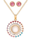 Exquisite Gold Color Bridal Jewelry Sets Bling Austrian Crystal Opal Stone Pendant Necklaces Earrings Wedding Accessory Gifts