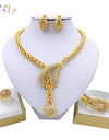 Liffly Luxury Dubai Gold Jewelry Sets for Women Necklace Bracelet Earrings Ring African Wedding Bridal Jewelry Set