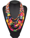 MANILAI Bohemian Multilayer Wood Bead Choker Necklaces For Women Handmade Beaded Statement Necklace Jewelry 8 Colors