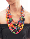 MANILAI Boho Multicolor Woods Necklaces For Women Long Wooden Beads Pendant Statement Necklace Beaded Ethnic Jewelry Handmade