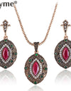 Indian luxury vintage crystal jewelry set earring necklace antique gold resin turkish wedding jewelry