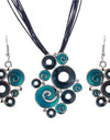 Multilayer Leather Pendant Necklace and Earrings