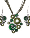 Multilayer Leather Pendant Necklace and Earrings