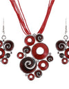 Multilayer Leather Pendant Necklace and Earrings