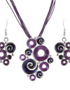 Multilayer Leather Pendant Necklace and Earrings