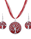 Multilayer Leather Pendant Necklace and Earrings