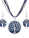 Multilayer Leather Pendant Necklace and Earrings