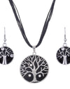 Multilayer Leather Pendant Necklace and Earrings