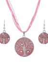 Multilayer Leather Pendant Necklace and Earrings