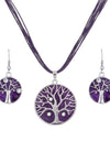 Multilayer Leather Pendant Necklace and Earrings