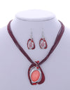 Multilayer Leather Pendant Necklace and Earrings