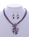 Multilayer Leather Pendant Necklace and Earrings