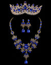 KMVEXO 3PCS Europe Fashion Luxury Crystal Rhinestone Wedding Bridal Princess Jewelry Sets Gorgeous Tiaras Necklace Earrings Set