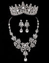 KMVEXO 3PCS Europe Fashion Luxury Crystal Rhinestone Wedding Bridal Princess Jewelry Sets Gorgeous Tiaras Necklace Earrings Set