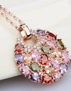 Luxury Multicolor Cubic Zirconia Big Round Necklace Pendant