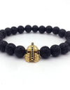 Trendy Lava Stone Imperial Crown Bracelet