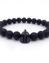 Trendy Lava Stone Imperial Crown Bracelet