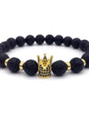 Trendy Lava Stone Imperial Crown Bracelet