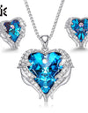 CDE Women Necklace Earrings Jewelry Set Embellished With Crystals from Swarovski Women Heart Pendant Stud Fashion Jewelry Gift