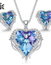 CDE Women Necklace Earrings Jewelry Set Embellished With Crystals from Swarovski Women Heart Pendant Stud Fashion Jewelry Gift