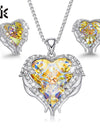 CDE Women Necklace Earrings Jewelry Set Embellished With Crystals from Swarovski Women Heart Pendant Stud Fashion Jewelry Gift