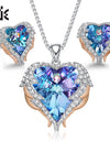 CDE Women Necklace Earrings Jewelry Set Embellished With Crystals from Swarovski Women Heart Pendant Stud Fashion Jewelry Gift