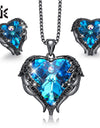 CDE Women Necklace Earrings Jewelry Set Embellished With Crystals from Swarovski Women Heart Pendant Stud Fashion Jewelry Gift