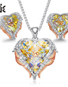 CDE Women Necklace Earrings Jewelry Set Embellished With Crystals from Swarovski Women Heart Pendant Stud Fashion Jewelry Gift