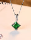 Emerald Green Cubic Zirconia 925 Sterling Silver Pendant Necklace