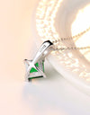 Emerald Green Cubic Zirconia 925 Sterling Silver Pendant Necklace