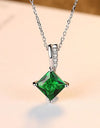 Emerald Green Cubic Zirconia 925 Sterling Silver Pendant Necklace