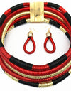 Liffly Brand Necklace Earrings Multi-layer Woven Jewelry Choker Necklace Bridal Wedding African Beads Jewelry Set for Women