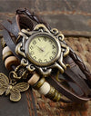 Women's Casual Vintage Multilayer Butterfly Faux Leather Bracelet Wrist Watch Ladies Female Clock Montre Femme Relogios 2017 Hot