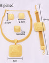 Dubai gold 24K Jewelry sets for women African bridal Wedding gifts party Necklace square earrings ring bracelet jewellery set