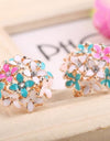 Crystal Flower Clover Earrings