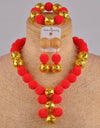 fuchsia pink costume necklace african jewelry set simulated pearl nigerian wedding beads FZZ30