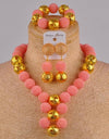 fuchsia pink costume necklace african jewelry set simulated pearl nigerian wedding beads FZZ30