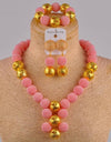 fuchsia pink costume necklace african jewelry set simulated pearl nigerian wedding beads FZZ30