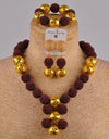 fuchsia pink costume necklace african jewelry set simulated pearl nigerian wedding beads FZZ30