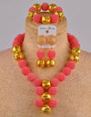 fuchsia pink costume necklace african jewelry set simulated pearl nigerian wedding beads FZZ30