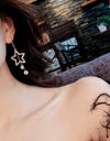 Pentagonal Star Crystal Long Earrings