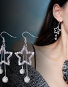 Pentagonal Star Crystal Long Earrings